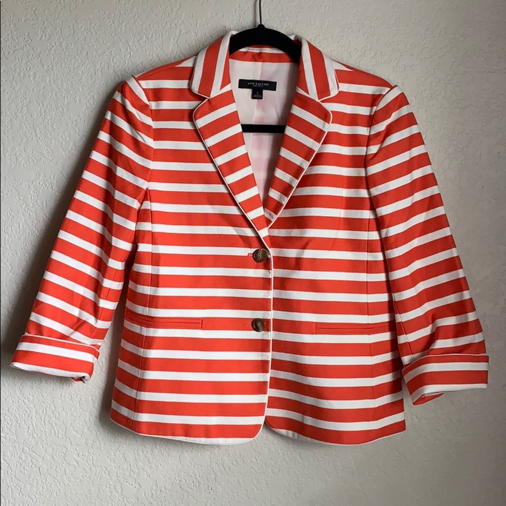 Ann Taylor orange striped blazer